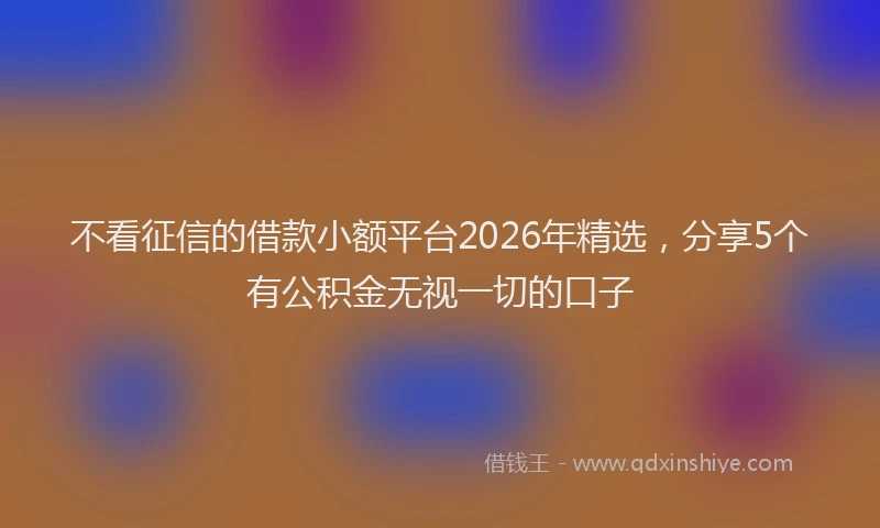 不看征信的借款小额平台2026年精选,分享5个有公积金无视一切的口子
