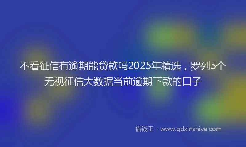 不看征信有逾期能贷款吗2025年精选，罗列5个无视征信大数据当前逾期下款的口子