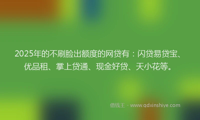 2025年的不刷脸出额度的网贷有：闪贷易贷宝、优品租、掌上贷通、现金好贷、天小花等。