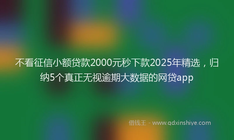 不看征信小额贷款2000元秒下款2025年精选，归纳5个真正无视逾期大数据的网贷app