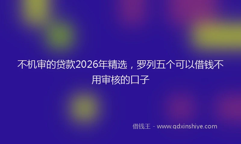 不机审的贷款2026年精选，罗列五个可以借钱不用审核的口子