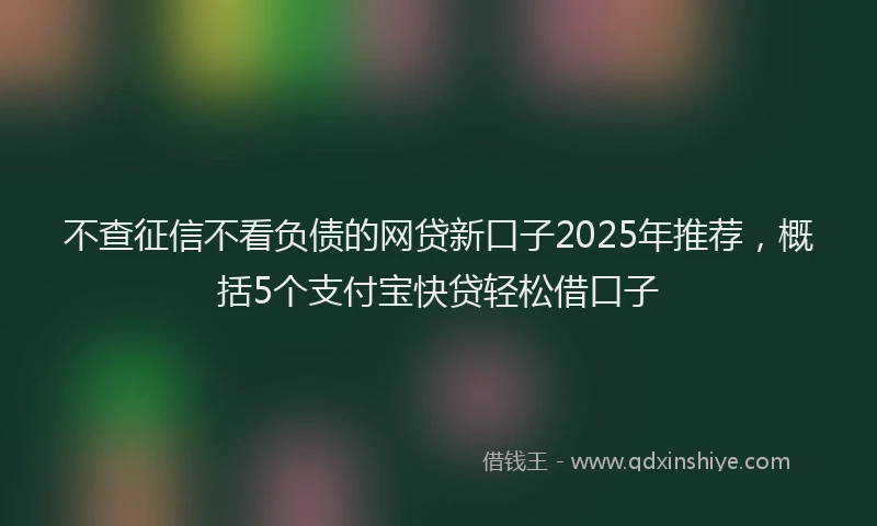 不查征信不看负债的网贷新口子2025年推荐，概括5个支付宝快贷轻松借口子