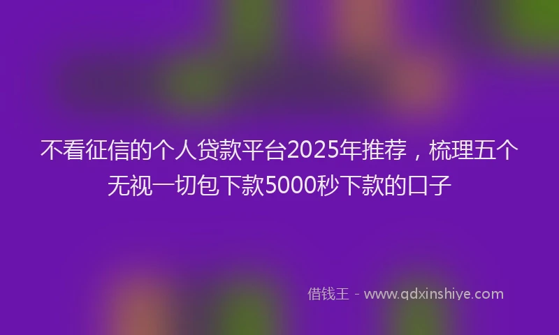 不看征信的个人贷款平台2025年推荐，梳理五个无视一切包下款5000秒下款的口子
