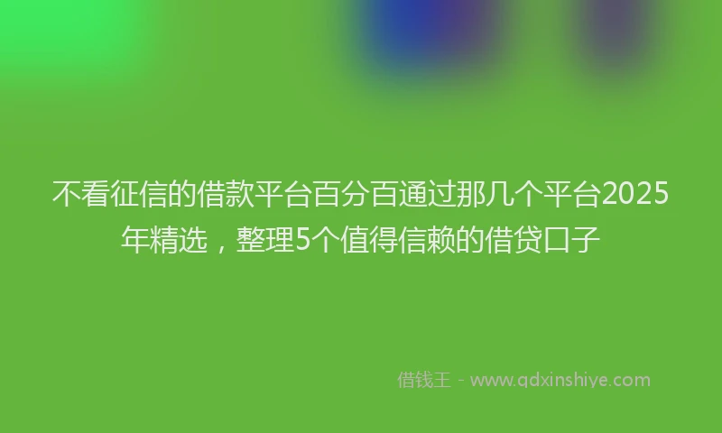 不看征信的借款平台百分百通过那几个平台2025年精选，整理5个值得信赖的借贷口子