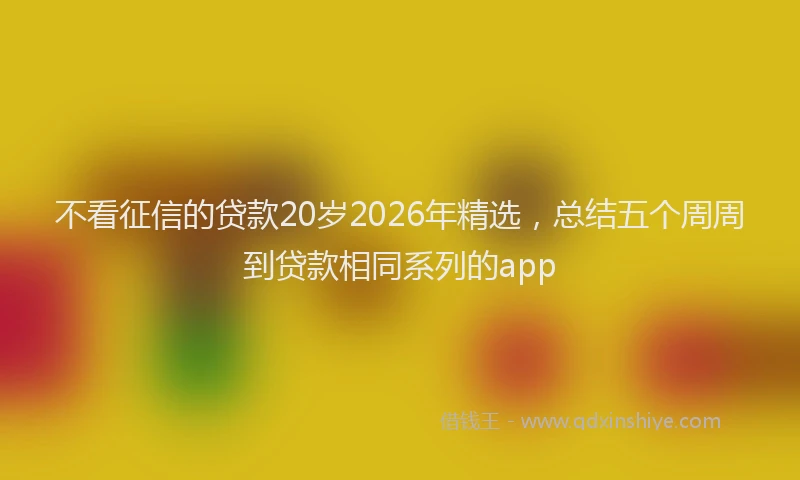 不看征信的贷款20岁2026年精选，总结五个周周到贷款相同系列的app