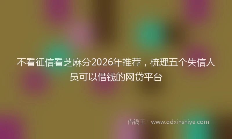 不看征信看芝麻分2026年推荐，梳理五个失信人员可以借钱的网贷平台
