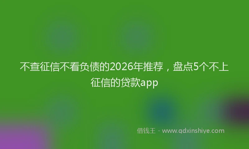 不查征信不看负债的2026年推荐，盘点5个不上征信的贷款app