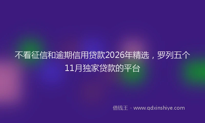 不看征信和逾期信用贷款2026年精选，罗列五个11月独家贷款的平台