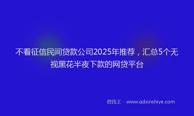 不看征信民间贷款公司2025年推荐，汇总5个无视黑花半夜下款的网贷平台