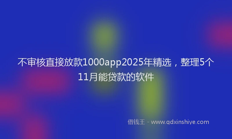 不审核直接放款1000app2025年精选，整理5个11月能贷款的软件