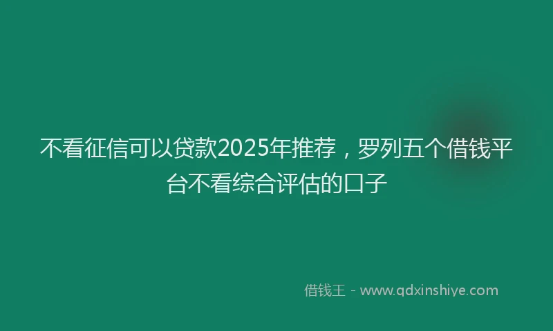不看征信可以贷款2025年推荐，罗列五个借钱平台不看综合评估的口子