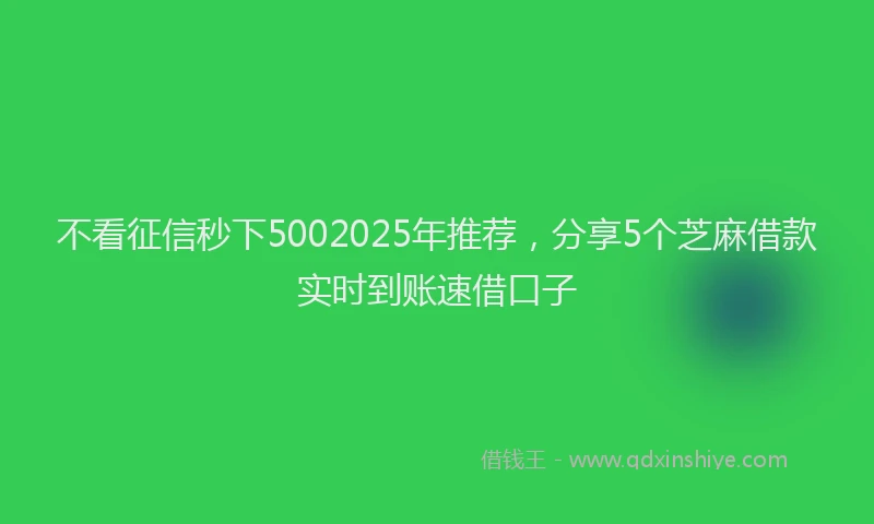 不看征信秒下5002025年推荐，分享5个芝麻借款实时到账速借口子