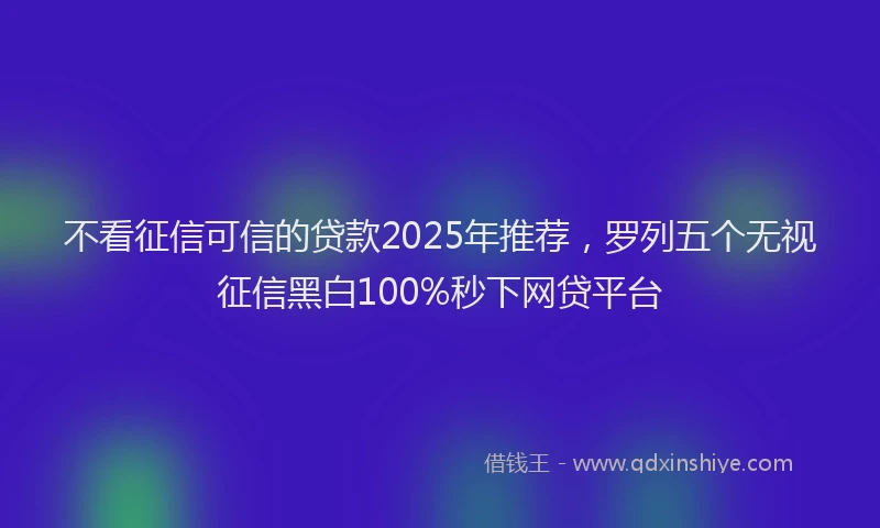 不看征信可信的贷款2025年推荐,罗列五个无视征信黑白100%秒下网贷平台