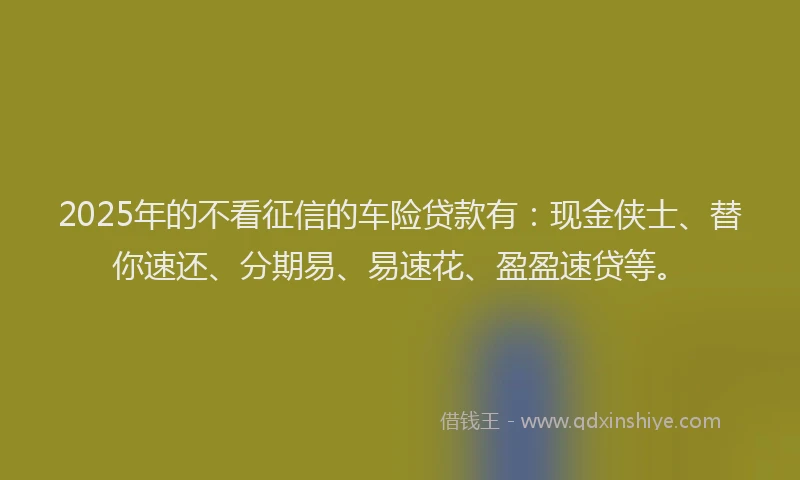 2025年的不看征信的车险贷款有：现金侠士、替你速还、分期易、易速花、盈盈速贷等。