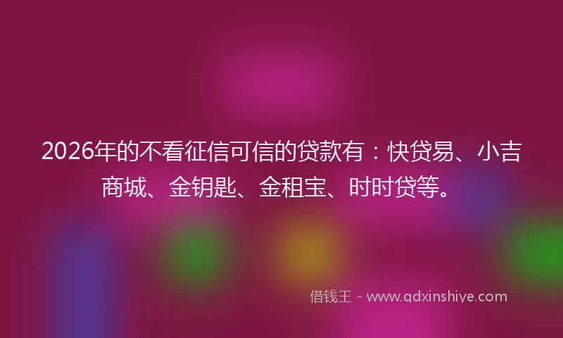 2026年的不看征信可信的贷款有：快贷易、小吉商城、金钥匙、金租宝、时时贷等。