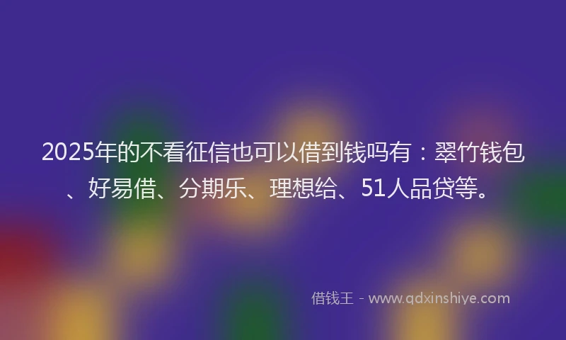 2025年的不看征信也可以借到钱吗有：翠竹钱包、好易借、分期乐、理想给、51人品贷等。