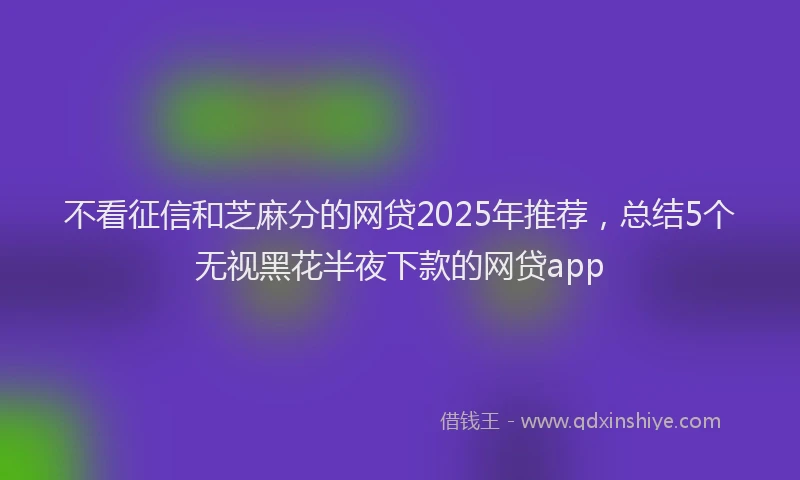 不看征信和芝麻分的网贷2025年推荐,总结5个无视黑花半夜下款的网贷app