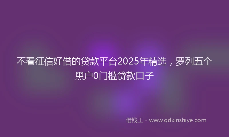 不看征信好借的贷款平台2025年精选，罗列五个黑户0门槛贷款口子