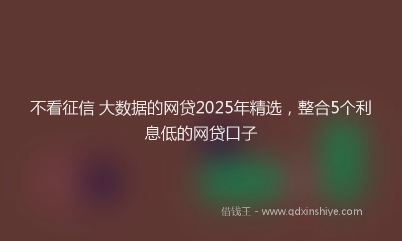 不看征信 大数据的网贷2025年精选,整合5个利息低的网贷口子