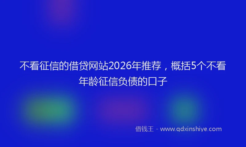 不看征信的借贷网站2026年推荐，概括5个不看年龄征信负债的口子