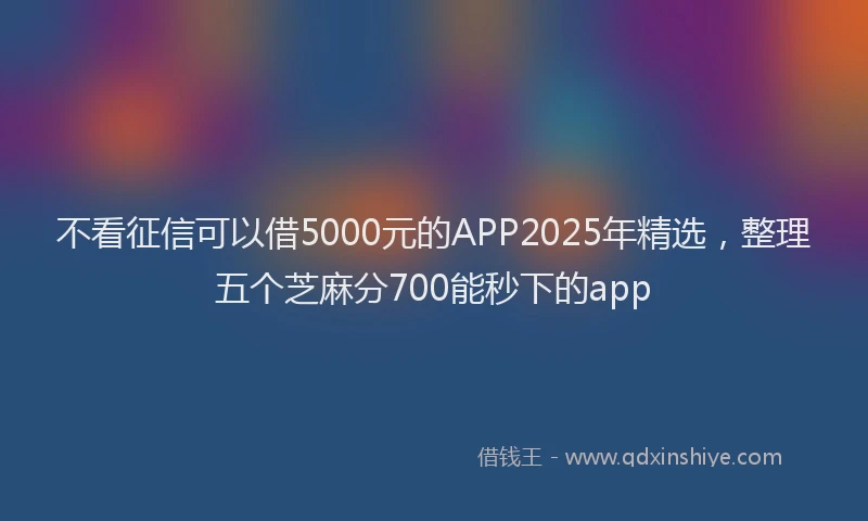 不看征信可以借5000元的APP2025年精选，整理五个芝麻分700能秒下的app