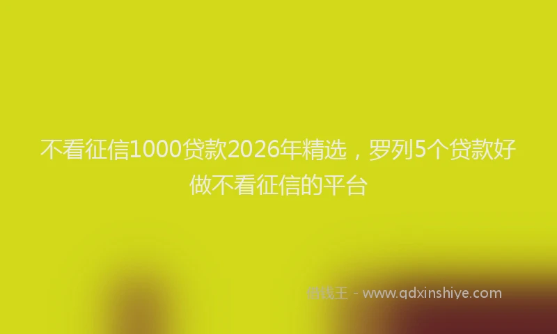 不看征信1000贷款2026年精选，罗列5个贷款好做不看征信的平台