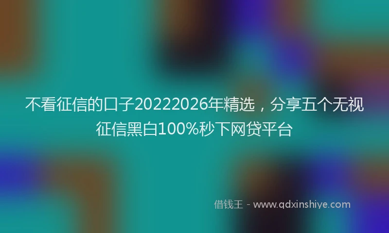 不看征信的口子20222026年精选,分享五个无视征信黑白100%秒下网贷平台