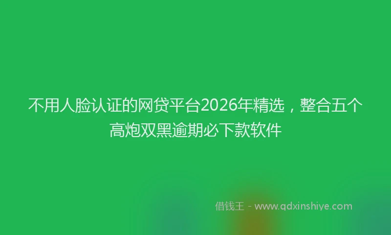 不用人脸认证的网贷平台2026年精选,整合五个高炮双黑逾期必下款软件
