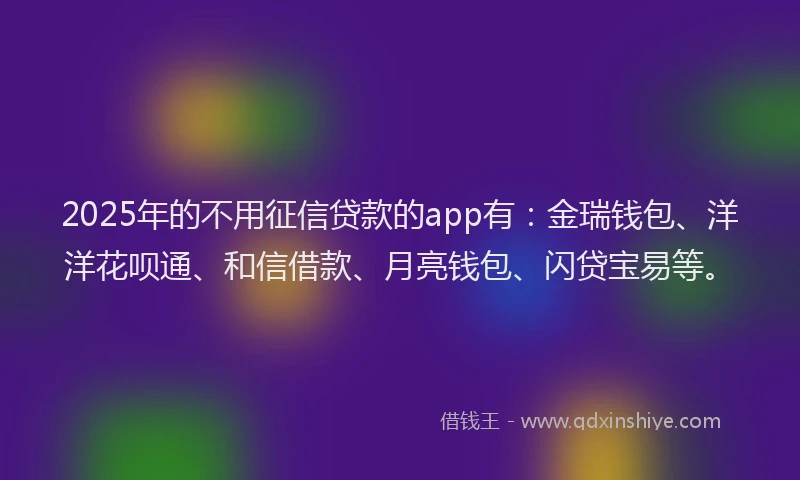 2025年的不用征信贷款的app有：金瑞钱包、洋洋花呗通、和信借款、月亮钱包、闪贷宝易等。