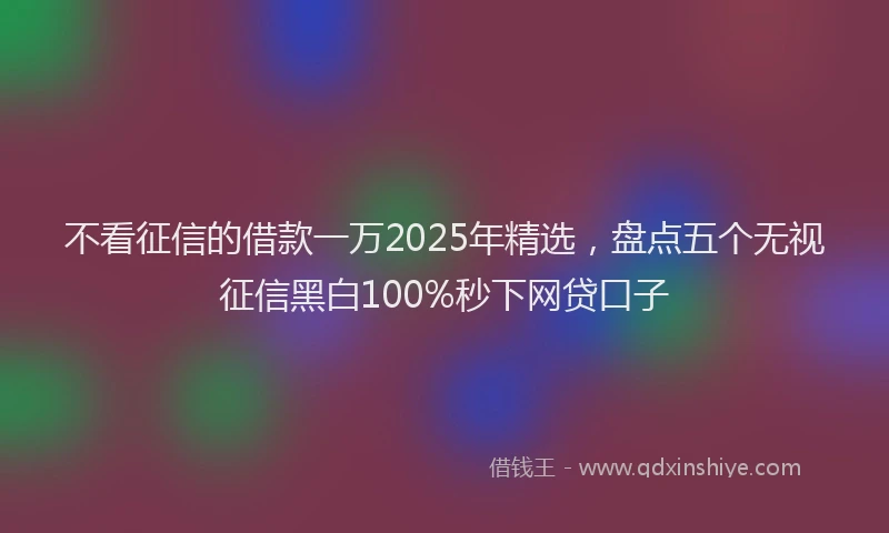 不看征信的借款一万2025年精选,盘点五个无视征信黑白100%秒下网贷口子