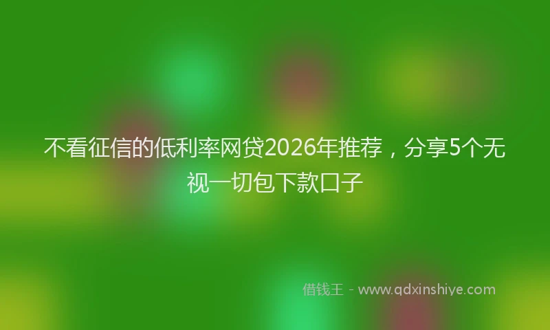 不看征信的低利率网贷2026年推荐，分享5个无视一切包下款口子