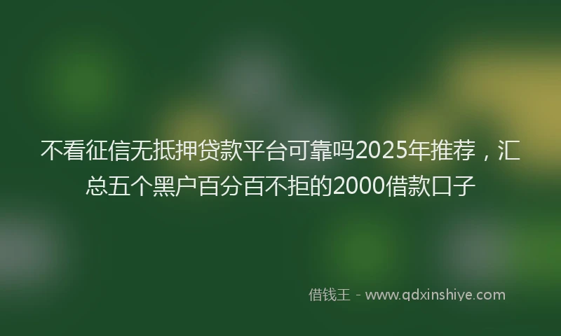 不看征信无抵押贷款平台可靠吗2025年推荐，汇总五个黑户百分百不拒的2000借款口子