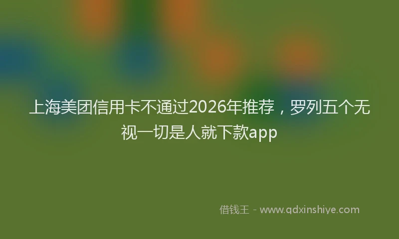 上海美团信用卡不通过2026年推荐，罗列五个无视一切是人就下款app