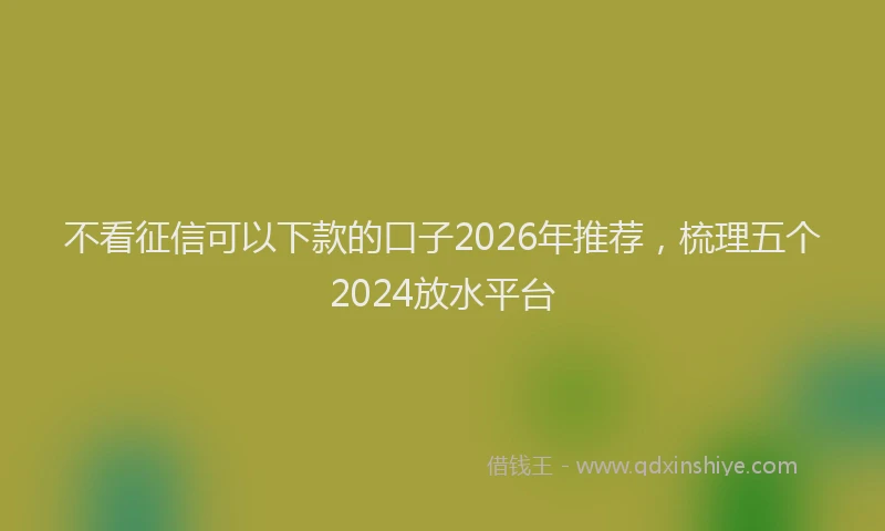 不看征信可以下款的口子2026年推荐，梳理五个2024放水平台