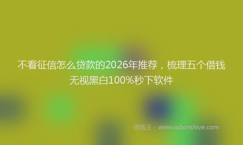 不看征信怎么贷款的2026年推荐,梳理五个借钱无视黑白100%秒下软件