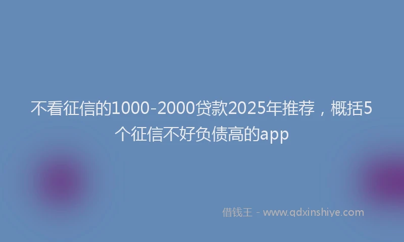不看征信的1000-2000贷款2025年推荐，概括5个征信不好负债高的app