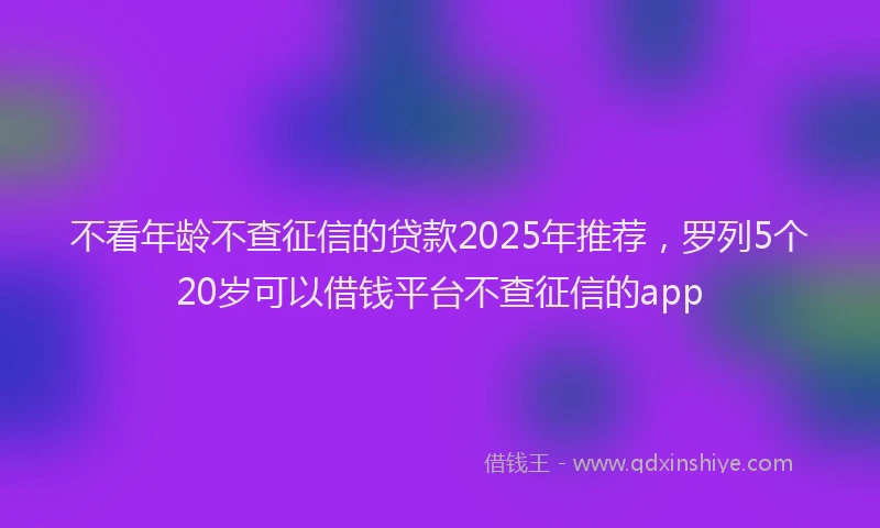不看年龄不查征信的贷款2025年推荐，罗列5个20岁可以借钱平台不查征信的app