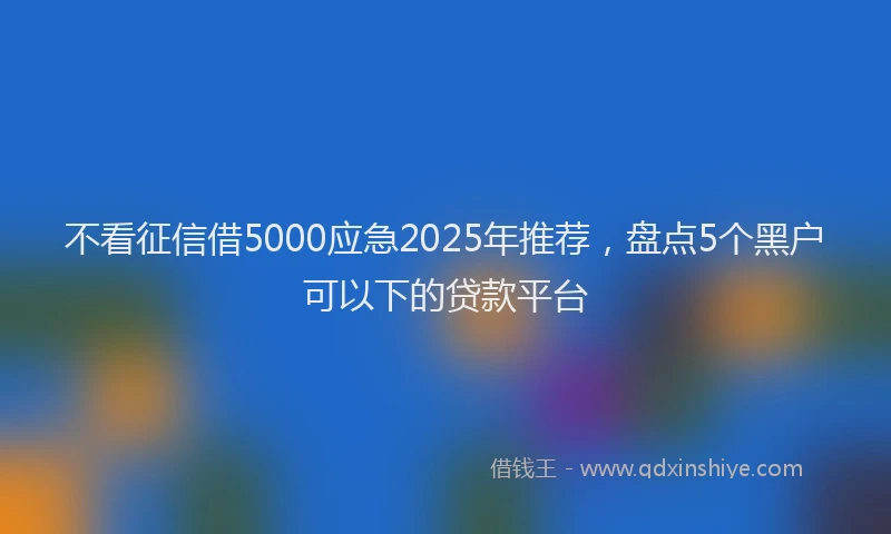 不看征信借5000应急2025年推荐,盘点5个黑户可以下的贷款平台