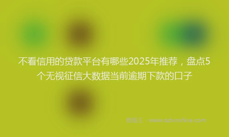 不看信用的贷款平台有哪些2025年推荐,盘点5个无视征信大数据当前逾期下款的口子