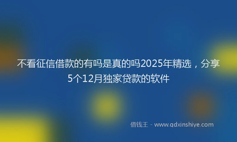 不看征信借款的有吗是真的吗2025年精选，分享5个12月独家贷款的软件