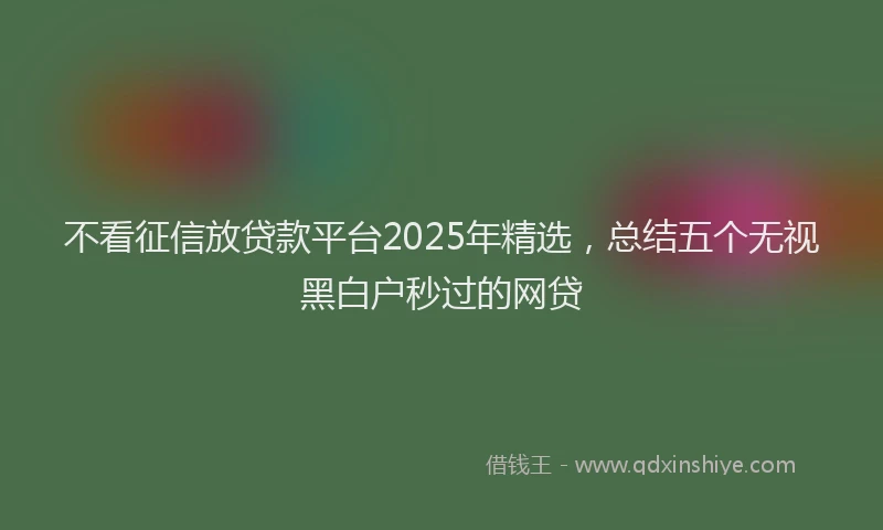 不看征信放贷款平台2025年精选，总结五个无视黑白户秒过的网贷