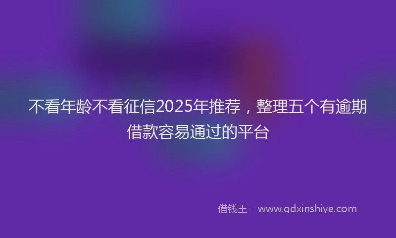 不看年龄不看征信2025年推荐，整理五个有逾期借款容易通过的平台