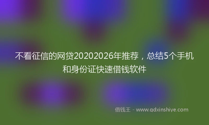 不看征信的网贷20202026年推荐，总结5个手机和身份证快速借钱软件
