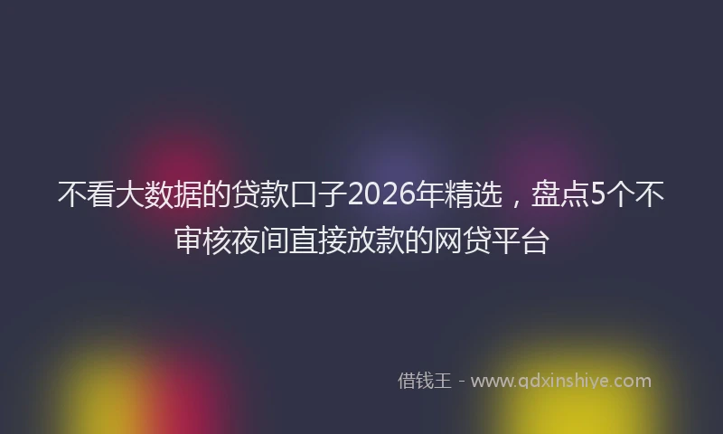 不看大数据的贷款口子2026年精选,盘点5个不审核夜间直接放款的网贷平台