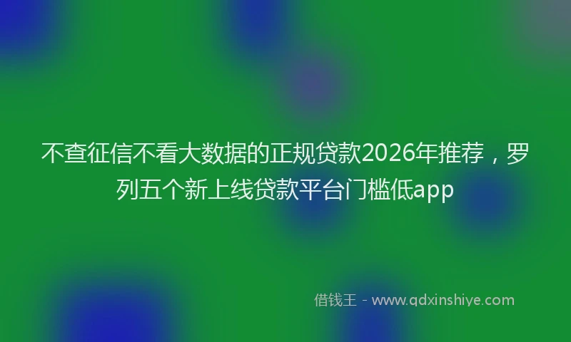不查征信不看大数据的正规贷款2026年推荐，罗列五个新上线贷款平台门槛低app