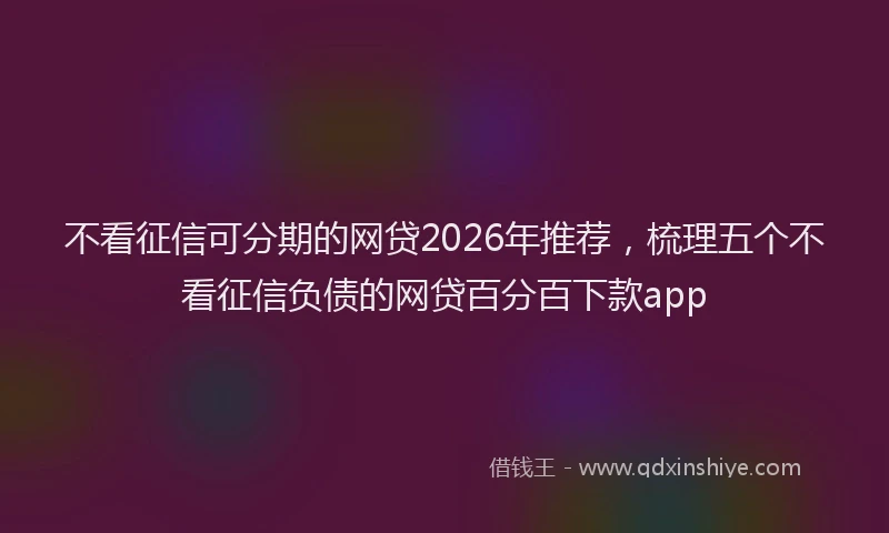 不看征信可分期的网贷2026年推荐，梳理五个不看征信负债的网贷百分百下款app
