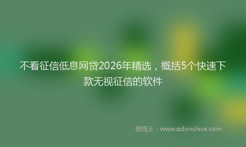 不看征信低息网贷2026年精选，概括5个快速下款无视征信的软件