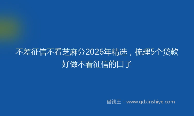 不差征信不看芝麻分2026年精选，梳理5个贷款好做不看征信的口子