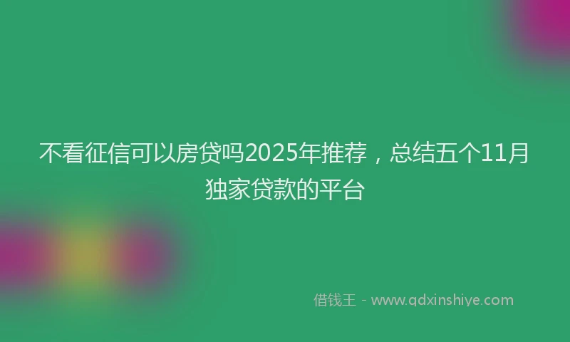 不看征信可以房贷吗2025年推荐，总结五个11月独家贷款的平台