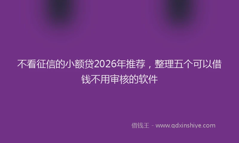 不看征信的小额贷2026年推荐，整理五个可以借钱不用审核的软件